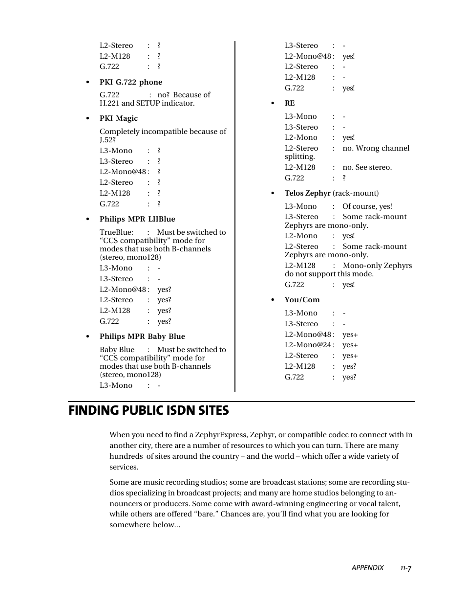 Finding public isdn sites | Telos ZephyrExpress User Manual | Page 174 / 186