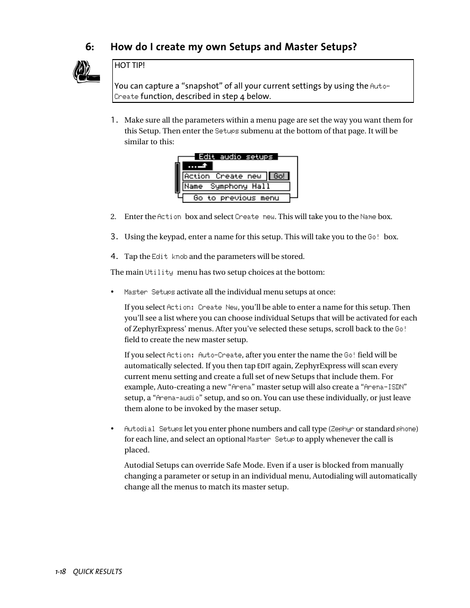 How do i create my own setups and master setups | Telos ZephyrExpress User Manual | Page 30 / 186