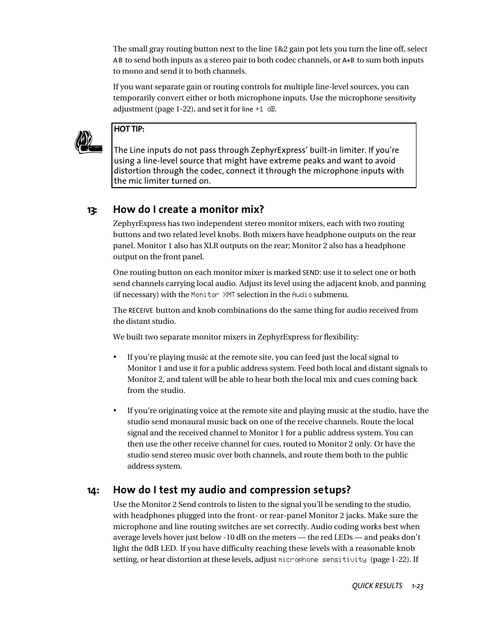 How do i create a monitor mix, How do i test my audio and compression setups | Telos ZephyrExpress User Manual | Page 35 / 186
