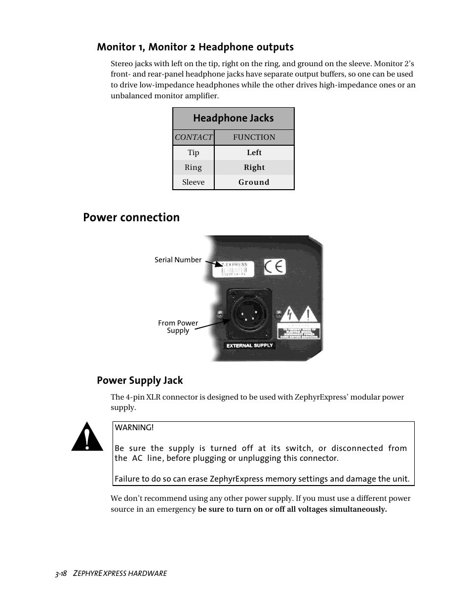 Power connection | Telos ZephyrExpress User Manual | Page 59 / 186