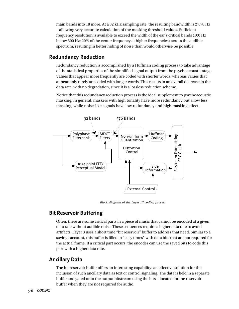 Redundancy reduction, Bit reservoir buffering, Ancillary data | Telos ZephyrExpress User Manual | Page 84 / 186