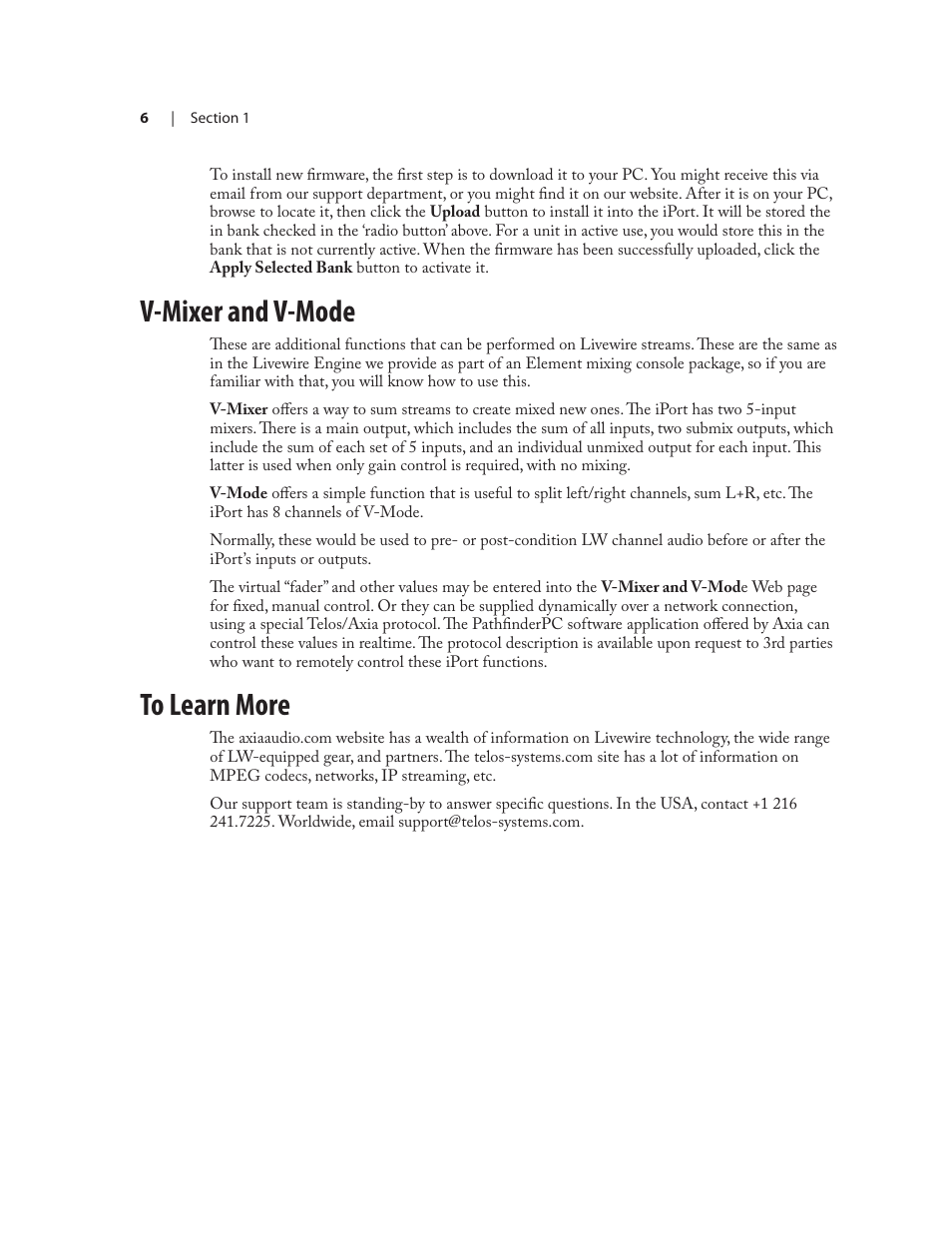 V-mixer and v-mode | Telos Zephyr iPort User Manual | Page 12 / 39