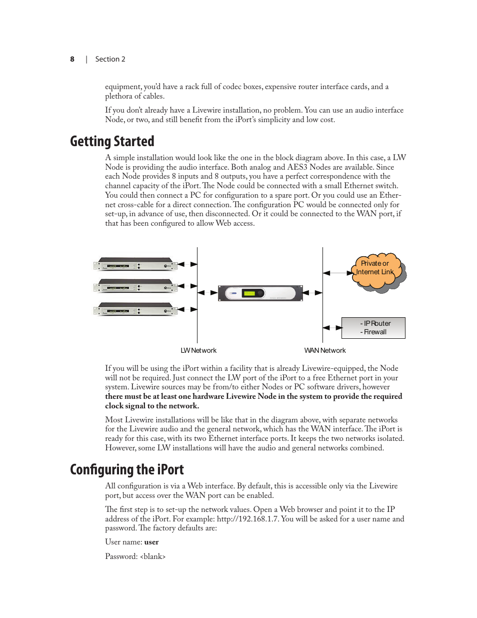 Getting started, Configuring the iport | Telos Zephyr iPort User Manual | Page 14 / 39