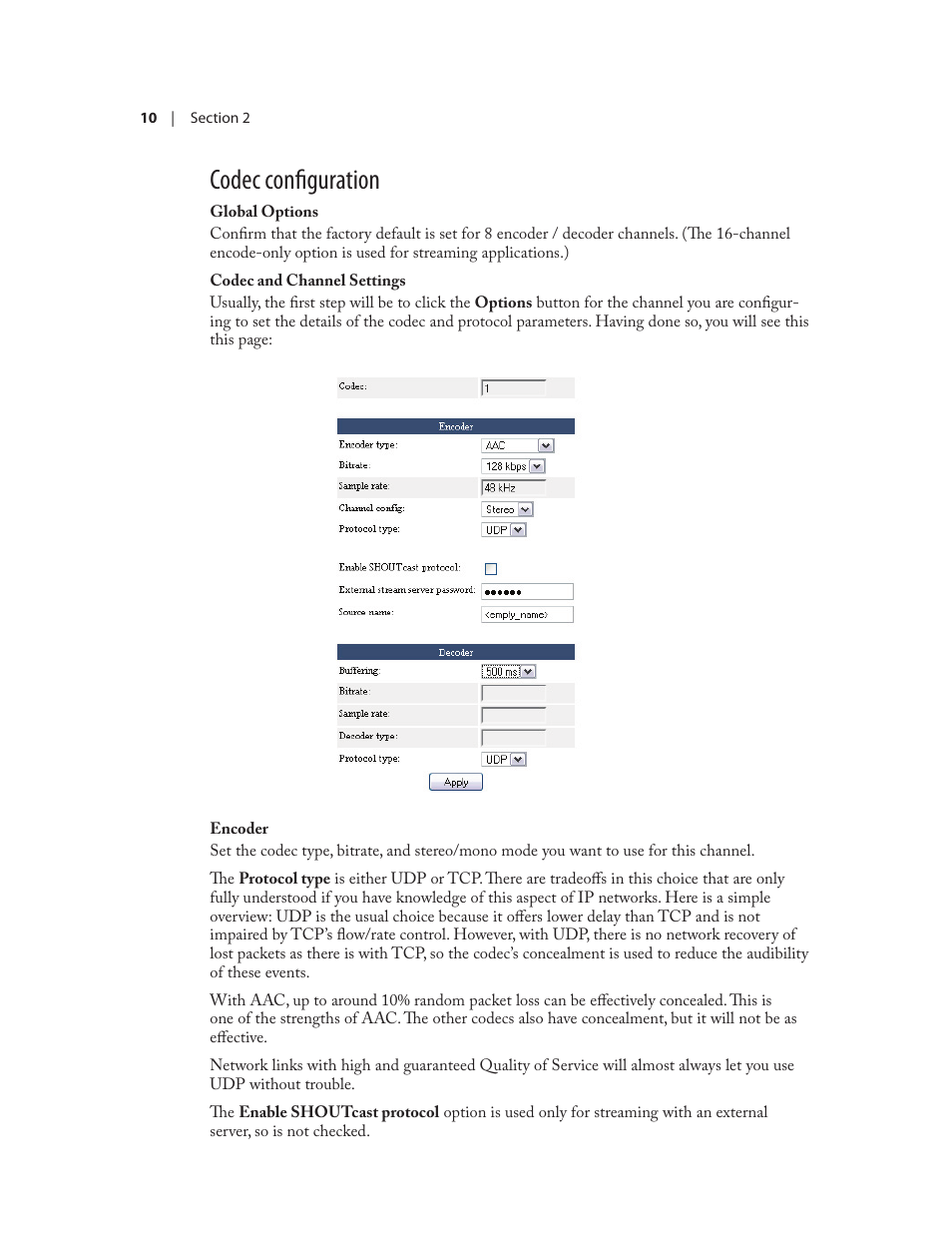 Codec configuration | Telos Zephyr iPort User Manual | Page 16 / 39
