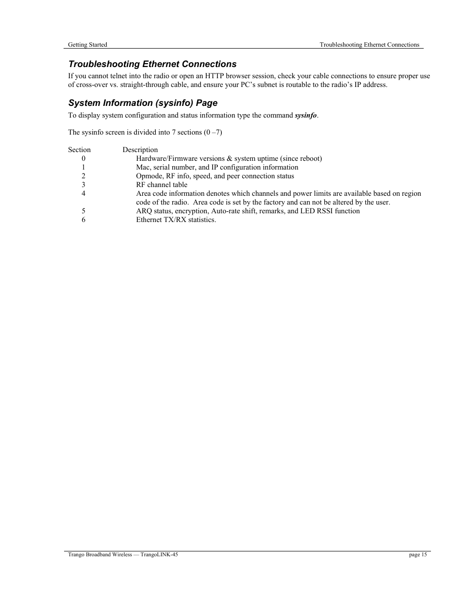 Trango Broadband TrangoLINK-45TM User Manual | Page 15 / 54