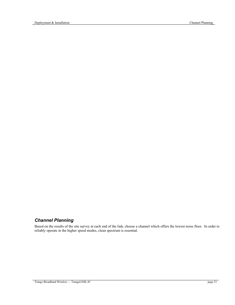 Channel planning | Trango Broadband TrangoLINK-45TM User Manual | Page 33 / 54