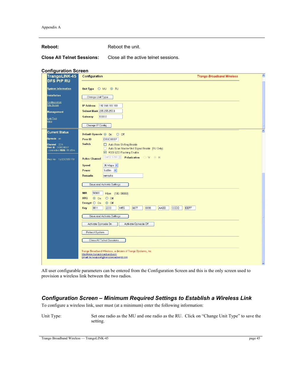Trango Broadband TrangoLINK-45TM User Manual | Page 45 / 54