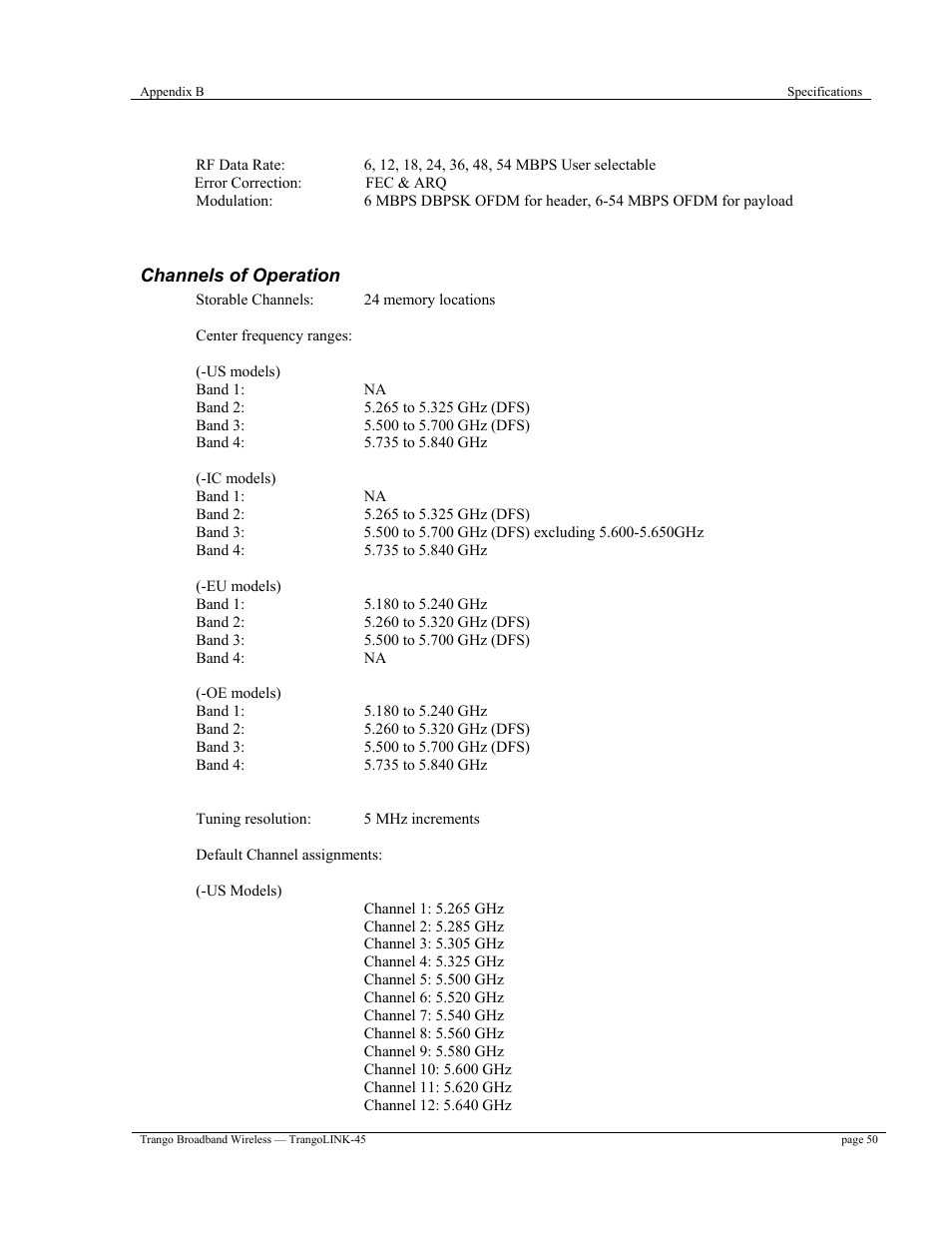 Trango Broadband TrangoLINK-45TM User Manual | Page 50 / 54