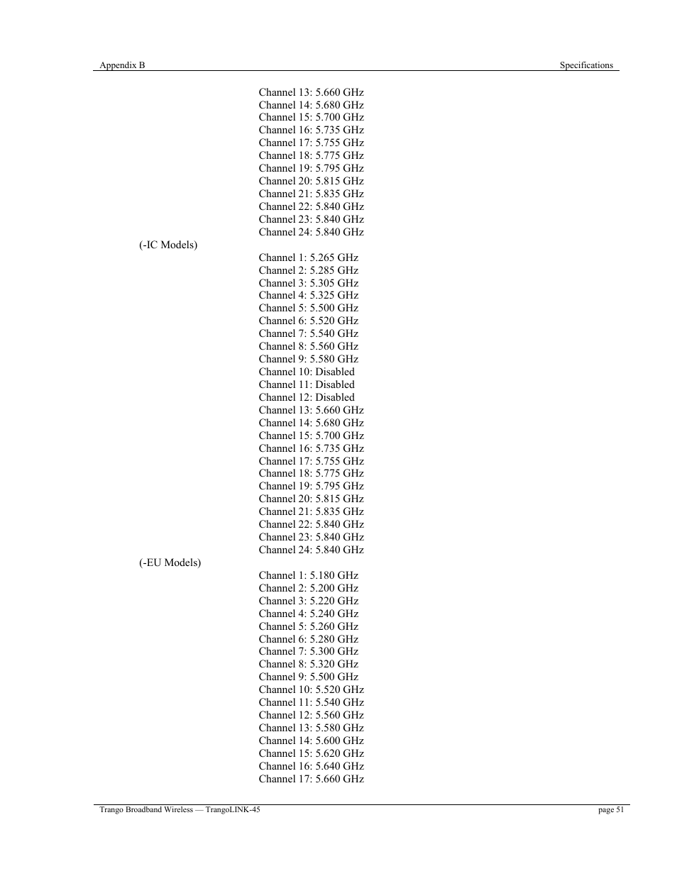 Trango Broadband TrangoLINK-45TM User Manual | Page 51 / 54