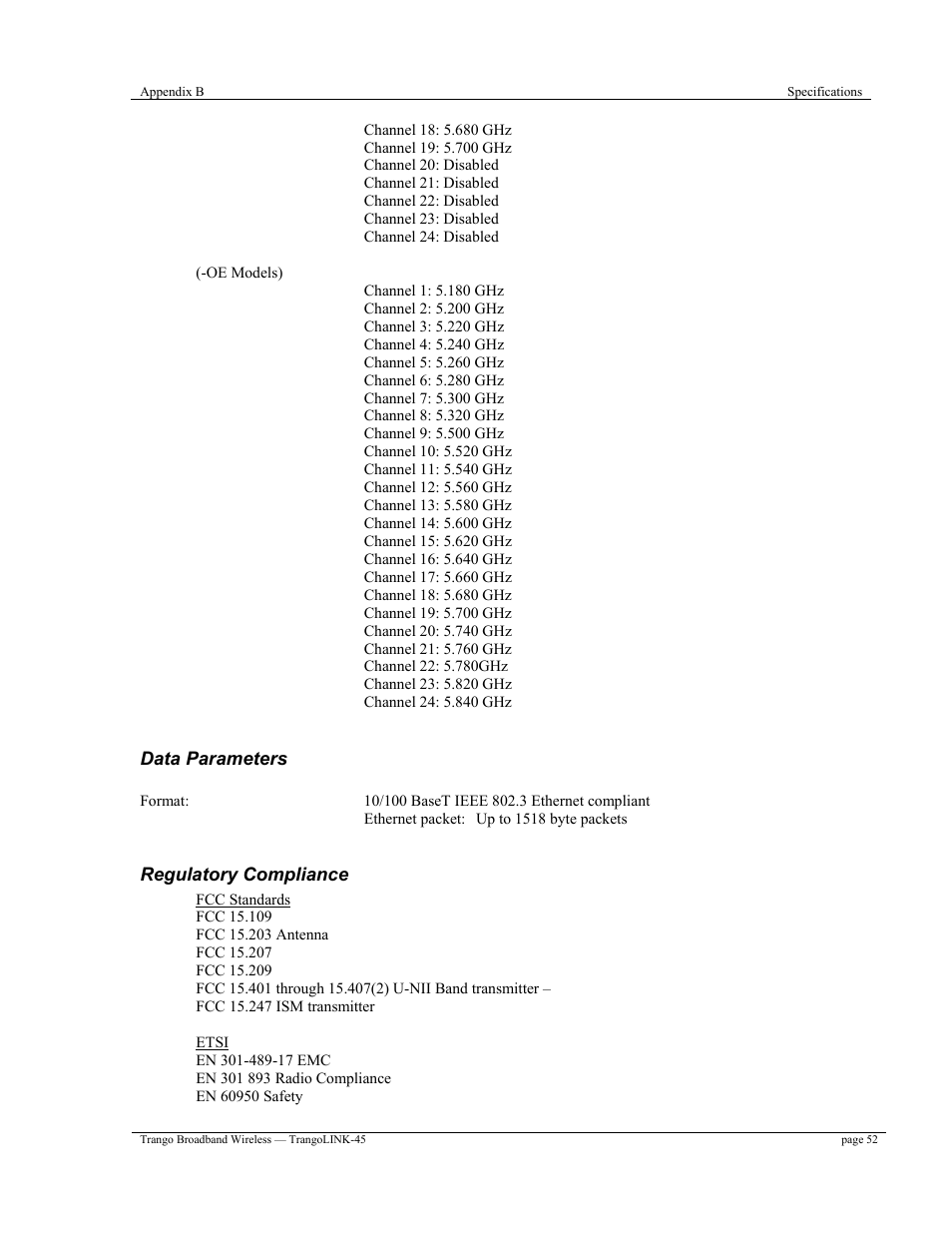 Trango Broadband TrangoLINK-45TM User Manual | Page 52 / 54