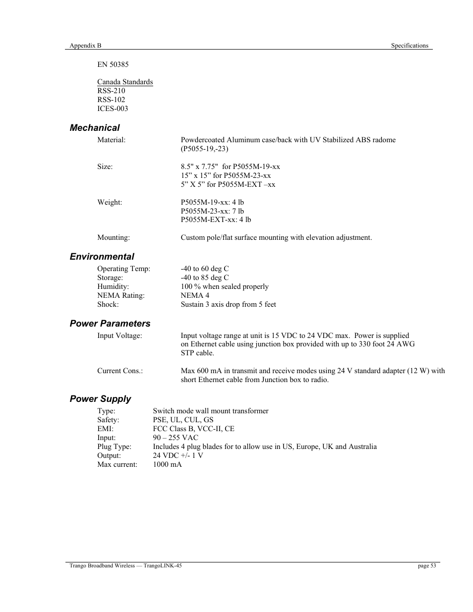 Trango Broadband TrangoLINK-45TM User Manual | Page 53 / 54