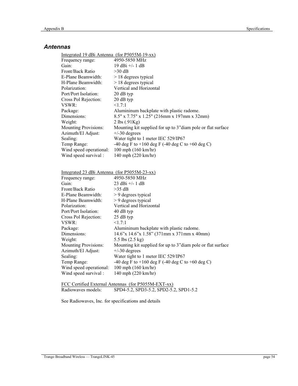 Trango Broadband TrangoLINK-45TM User Manual | Page 54 / 54