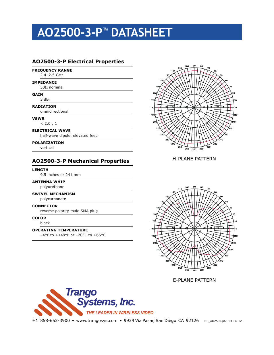 Datasheet | Trango Broadband AO2500-3-PTM User Manual | Page 2 / 2