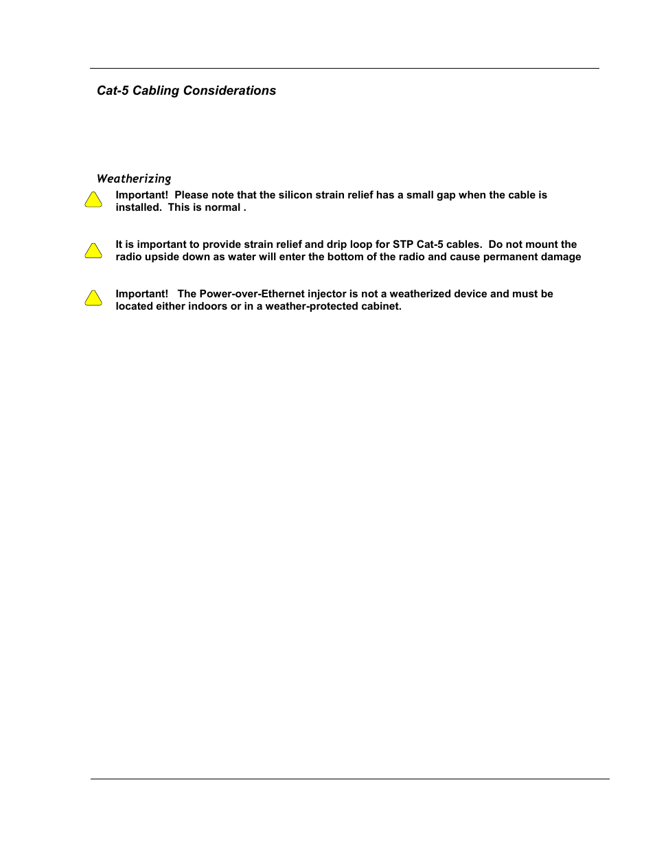 Cat-5 cabling considerations | Trango Broadband 5010 User Manual | Page 30 / 45