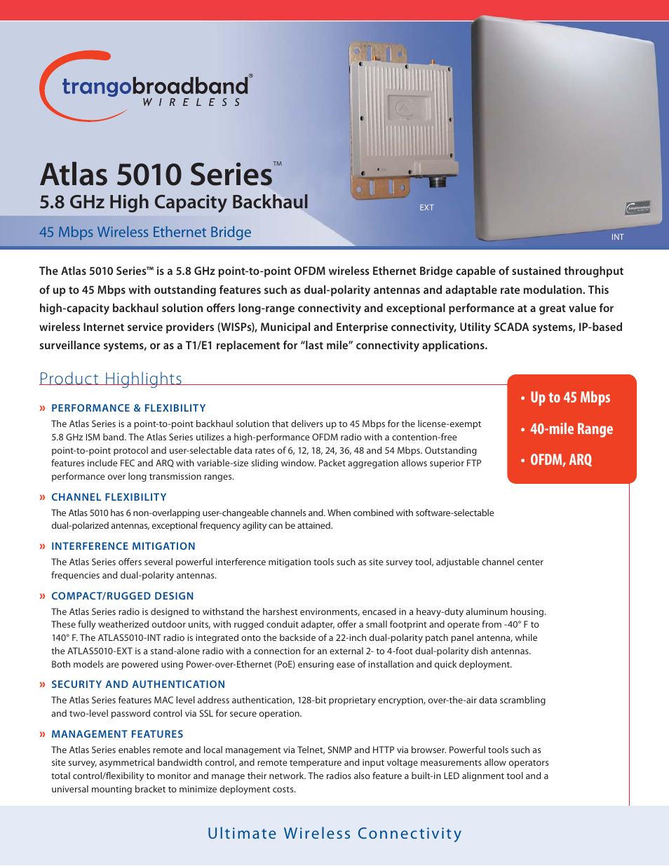 Trango Broadband Atlas5010 User Manual | 2 pages