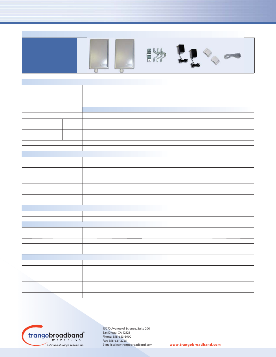 Trangolink-10a, Specifi cations | Trango Broadband TrangoLink-10A User Manual | Page 2 / 2