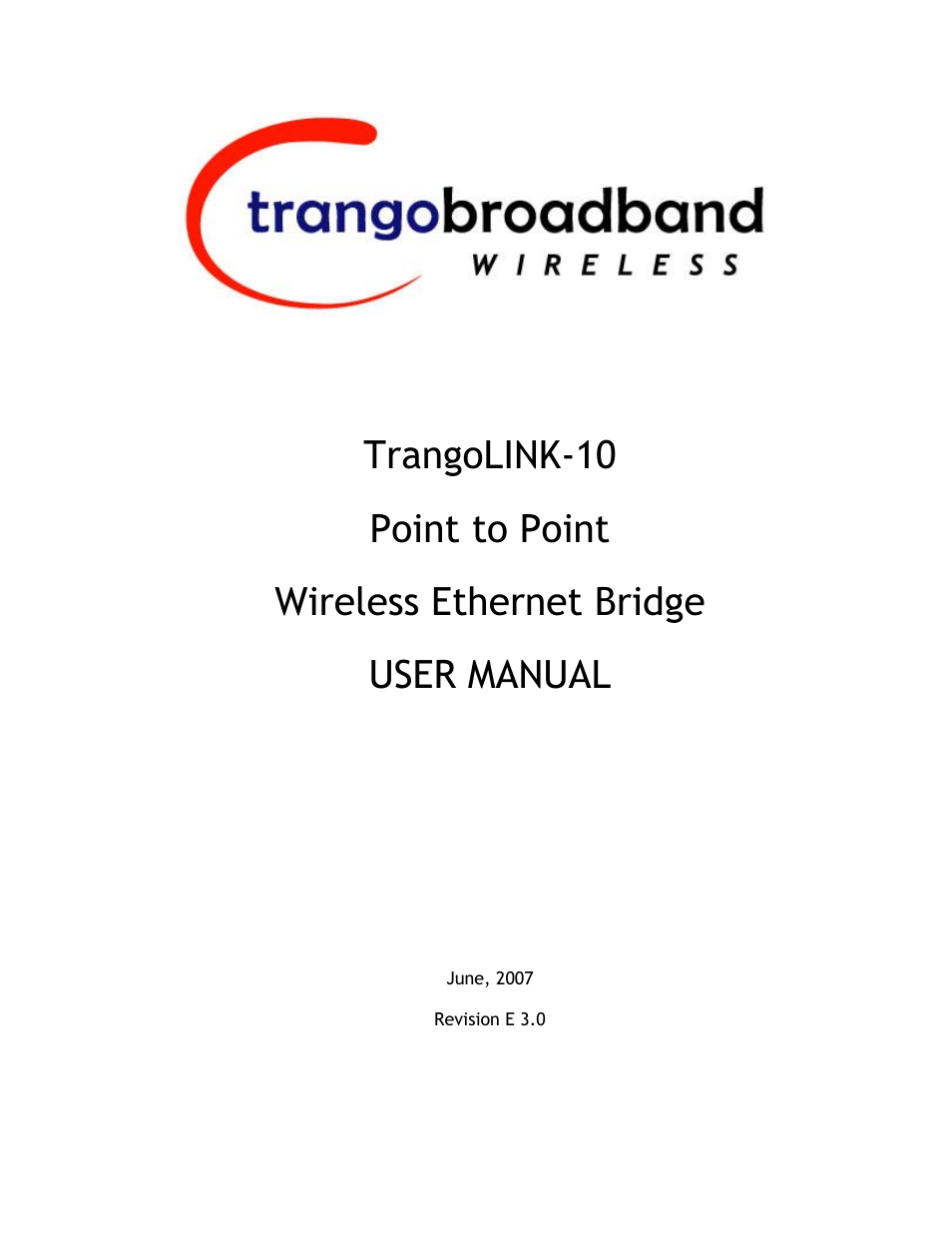 Trango Broadband TrangoLink-10 User Manual | 33 pages
