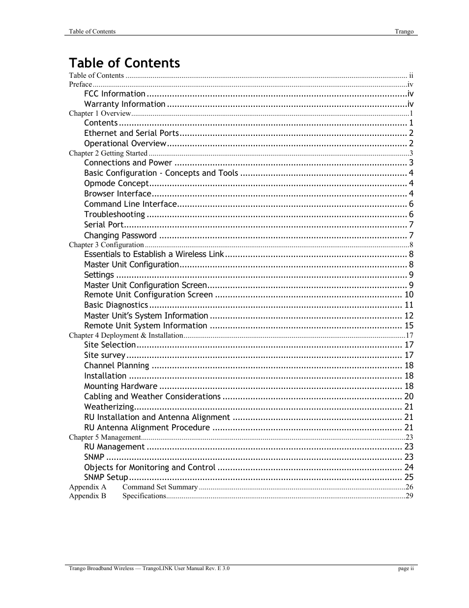 Trango Broadband TrangoLink-10 User Manual | Page 2 / 33