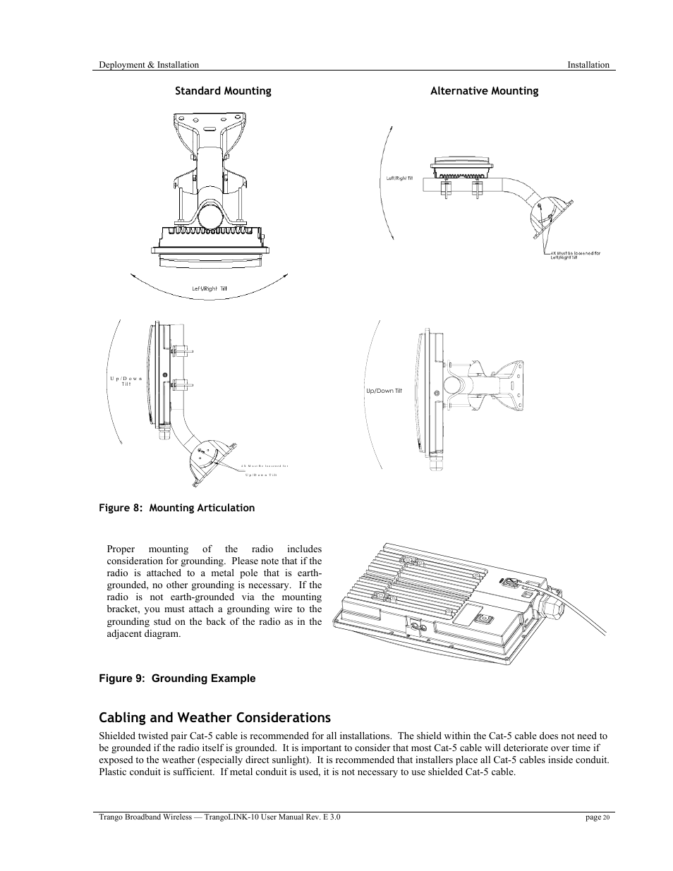 Cabling and weather considerations | Trango Broadband TrangoLink-10 User Manual | Page 24 / 33