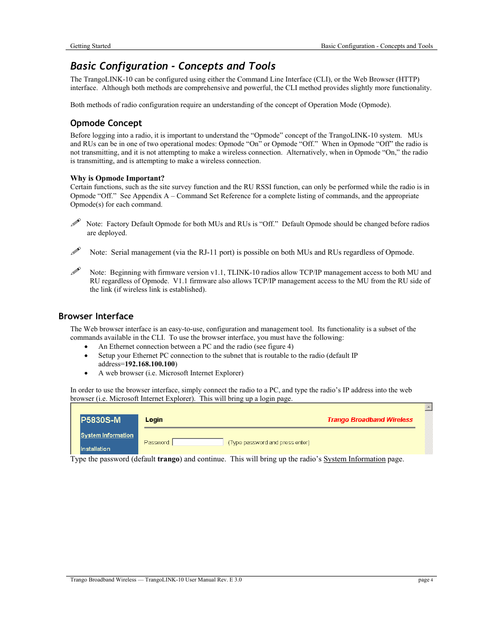 Basic configuration - concepts and tools | Trango Broadband TrangoLink-10 User Manual | Page 8 / 33