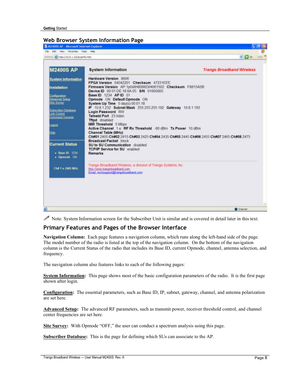 Trango Broadband M2400S User Manual | Page 12 / 50
