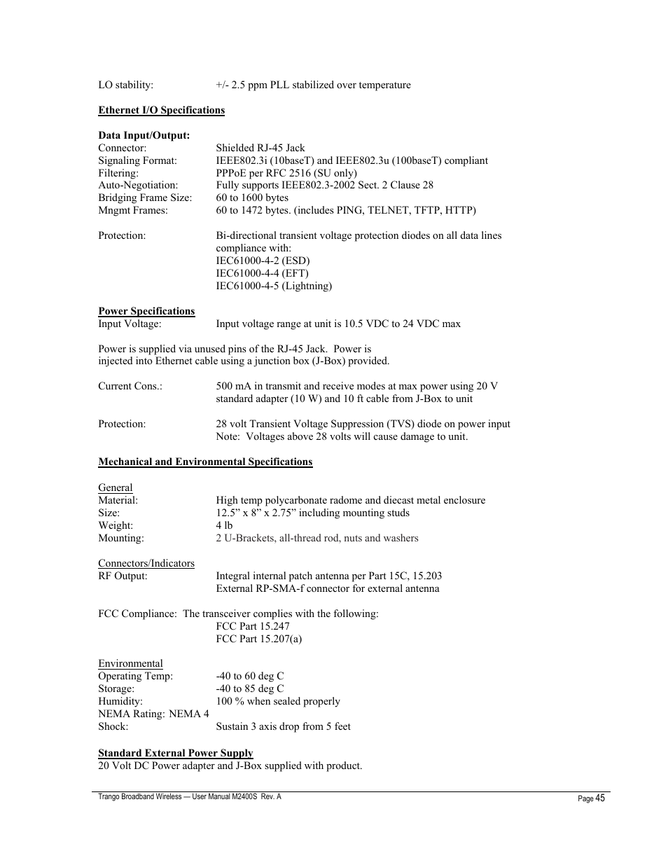 Trango Broadband M2400S User Manual | Page 49 / 50