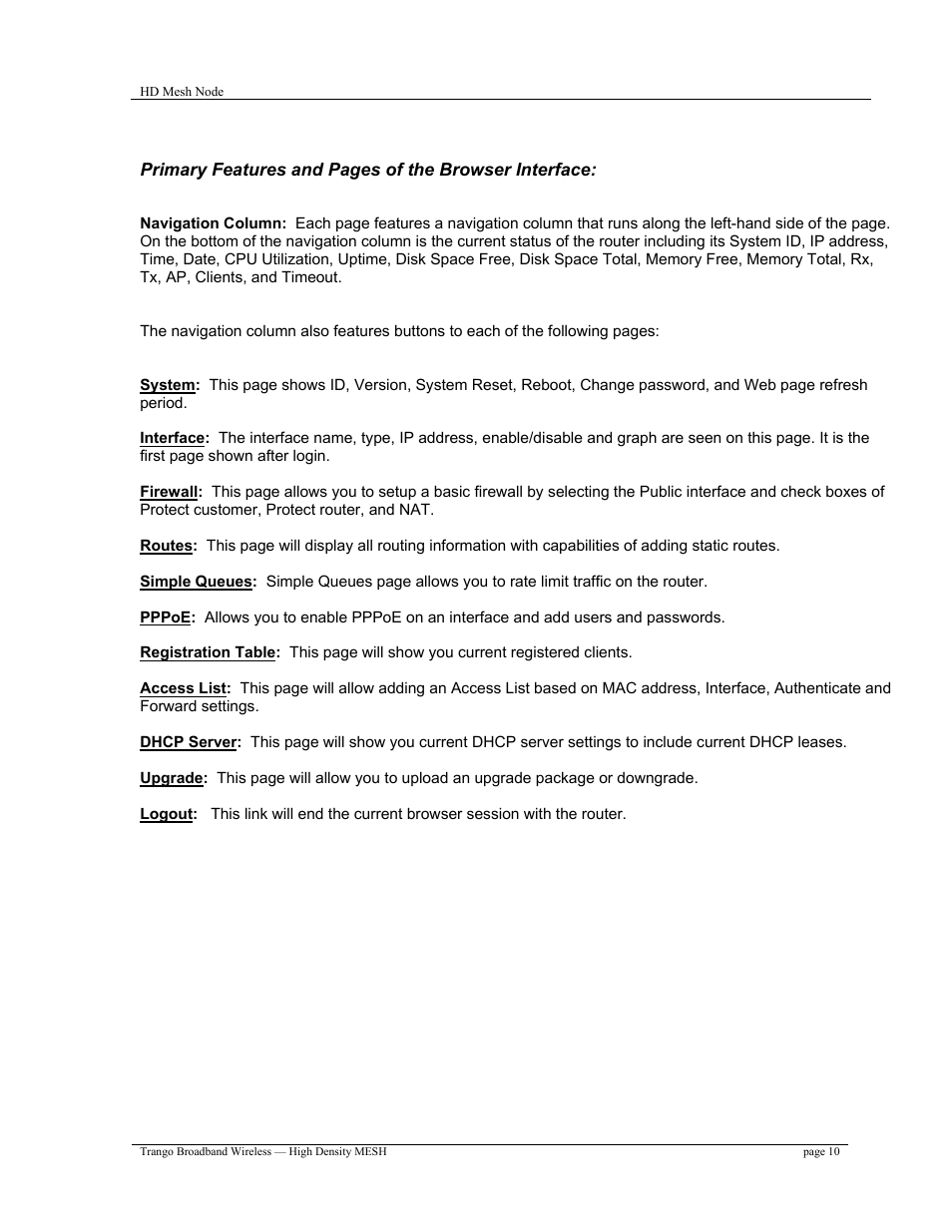 Trango Broadband High Density Mesh System User Manual | Page 10 / 38