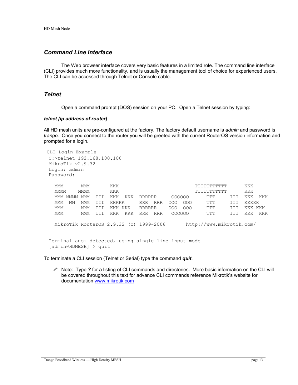 Trango Broadband High Density Mesh System User Manual | Page 13 / 38