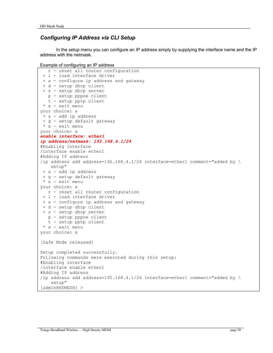 Trango Broadband High Density Mesh System User Manual | Page 30 / 38