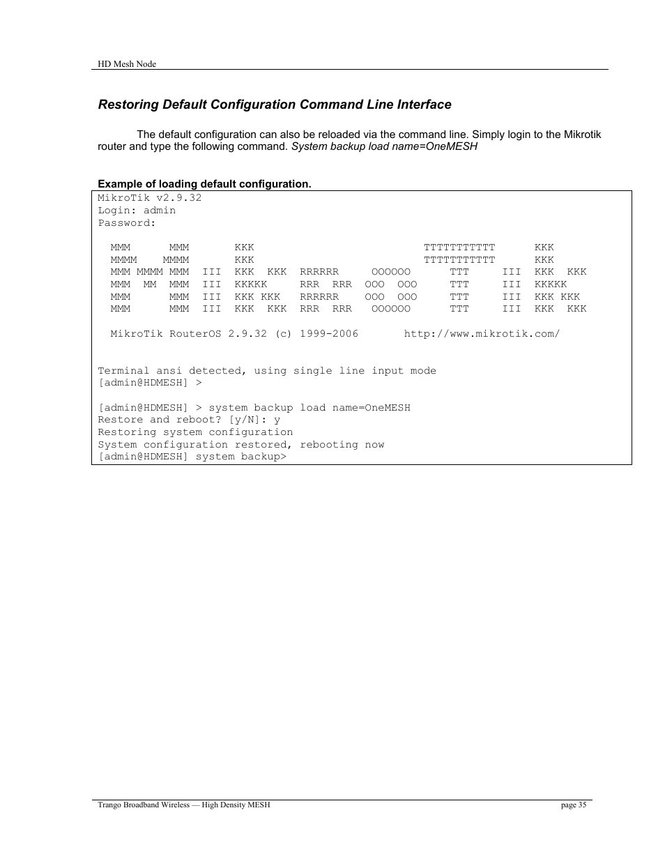 Trango Broadband High Density Mesh System User Manual | Page 35 / 38