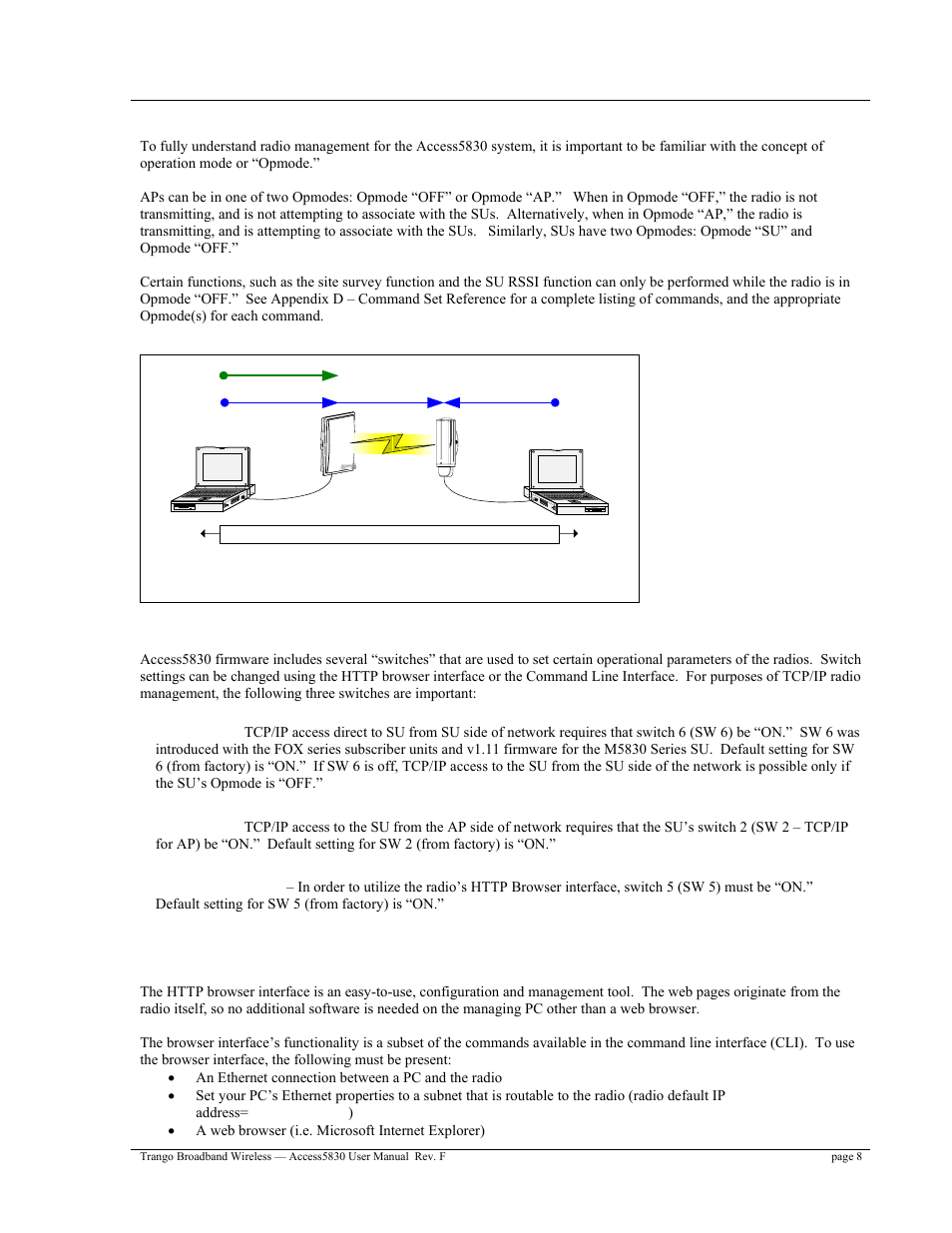 Browser interface | Trango Broadband Access5830 User Manual | Page 12 / 76