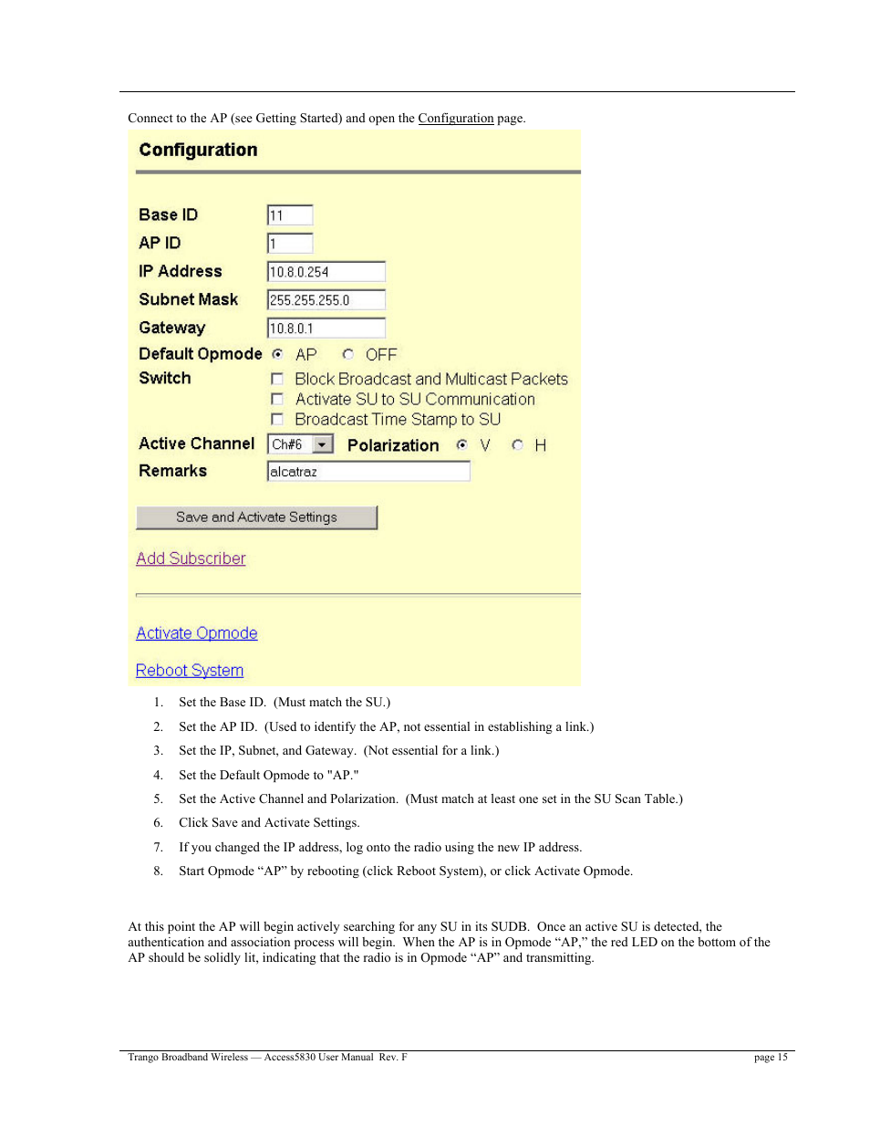 Trango Broadband Access5830 User Manual | Page 19 / 76