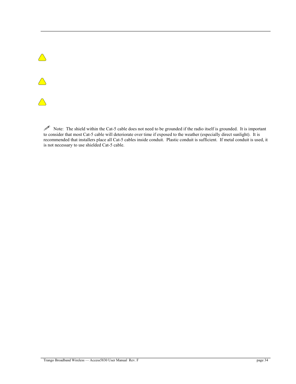 Weatherizing | Trango Broadband Access5830 User Manual | Page 38 / 76