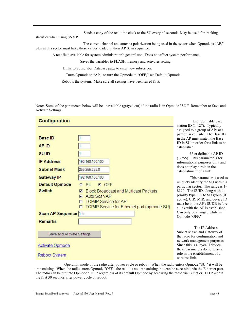 Su configuration | Trango Broadband Access5830 User Manual | Page 52 / 76