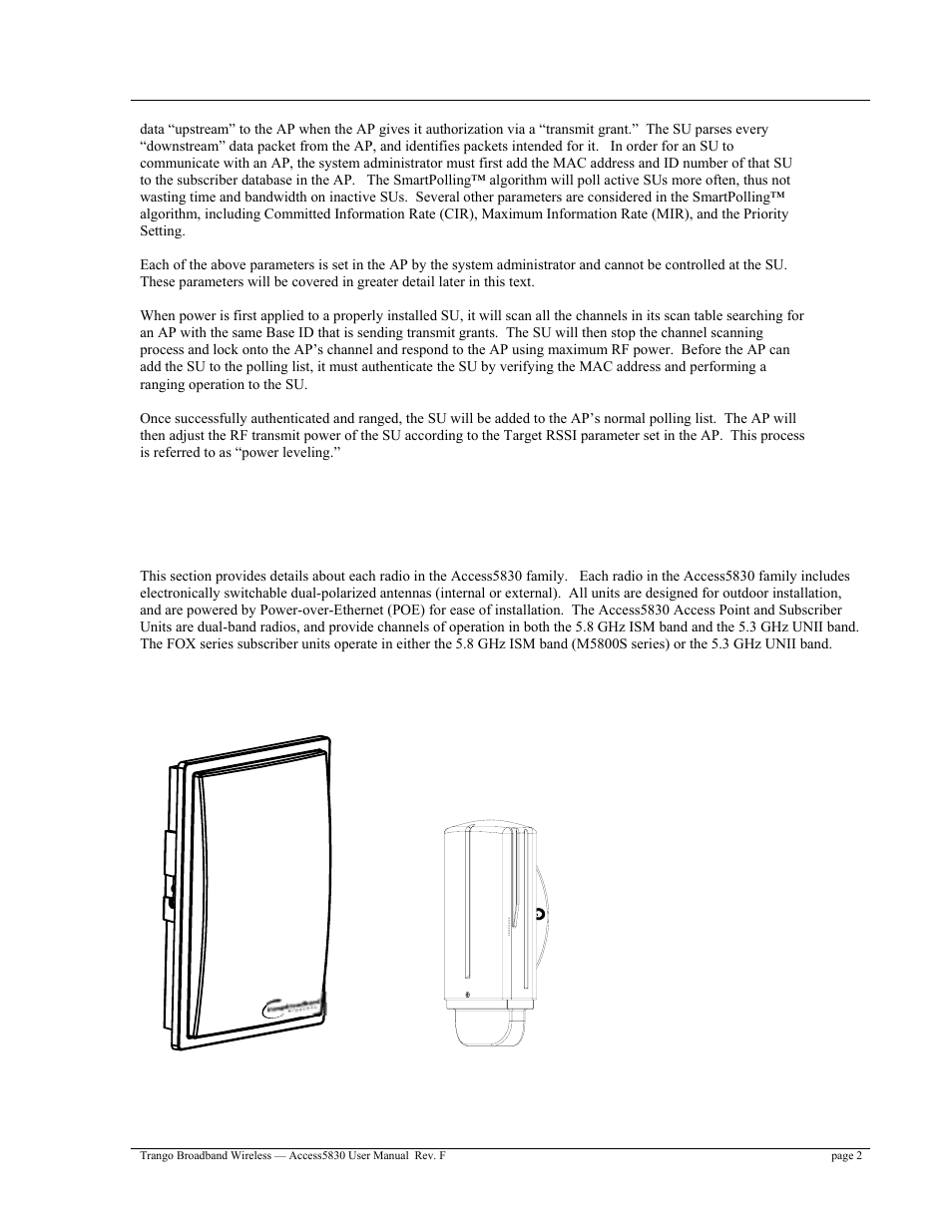 Access5830 radio types | Trango Broadband Access5830 User Manual | Page 6 / 76