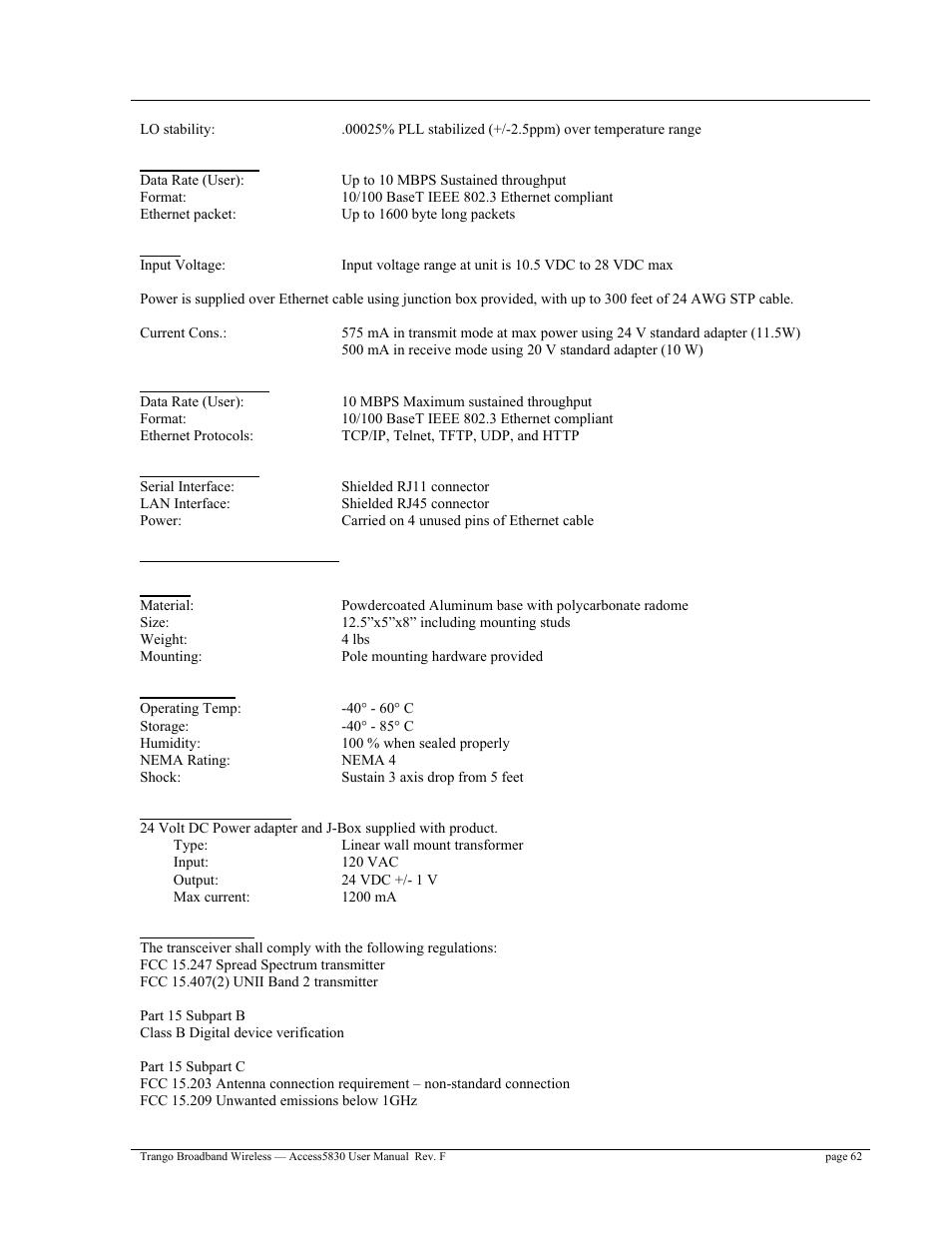 Trango Broadband Access5830 User Manual | Page 66 / 76