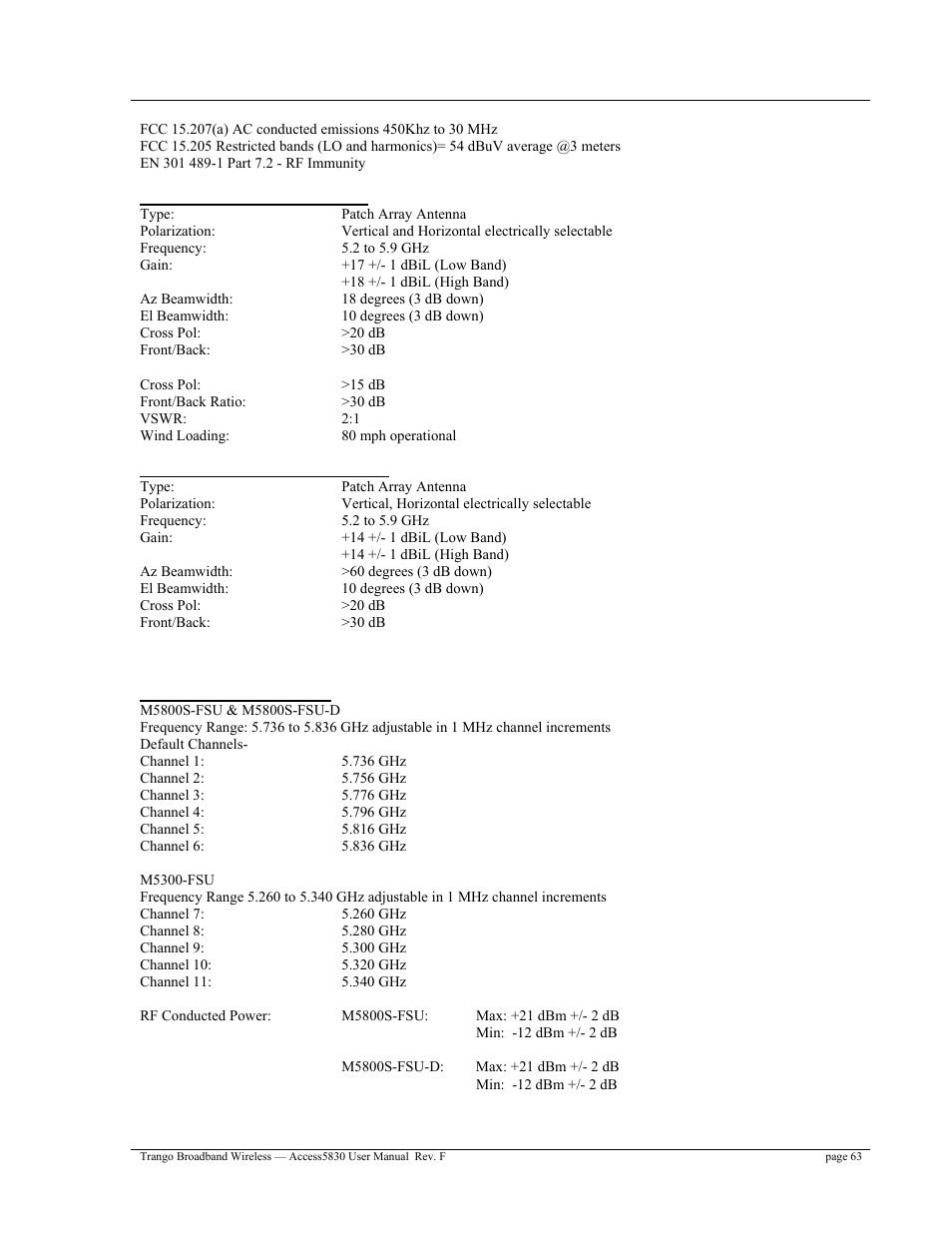 Trango Broadband Access5830 User Manual | Page 67 / 76
