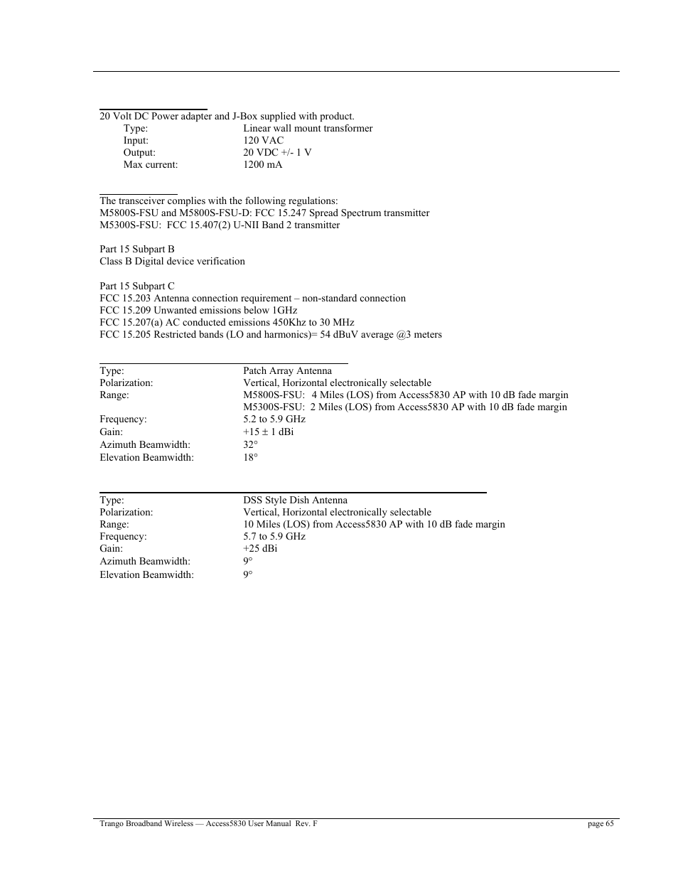 Trango Broadband Access5830 User Manual | Page 69 / 76