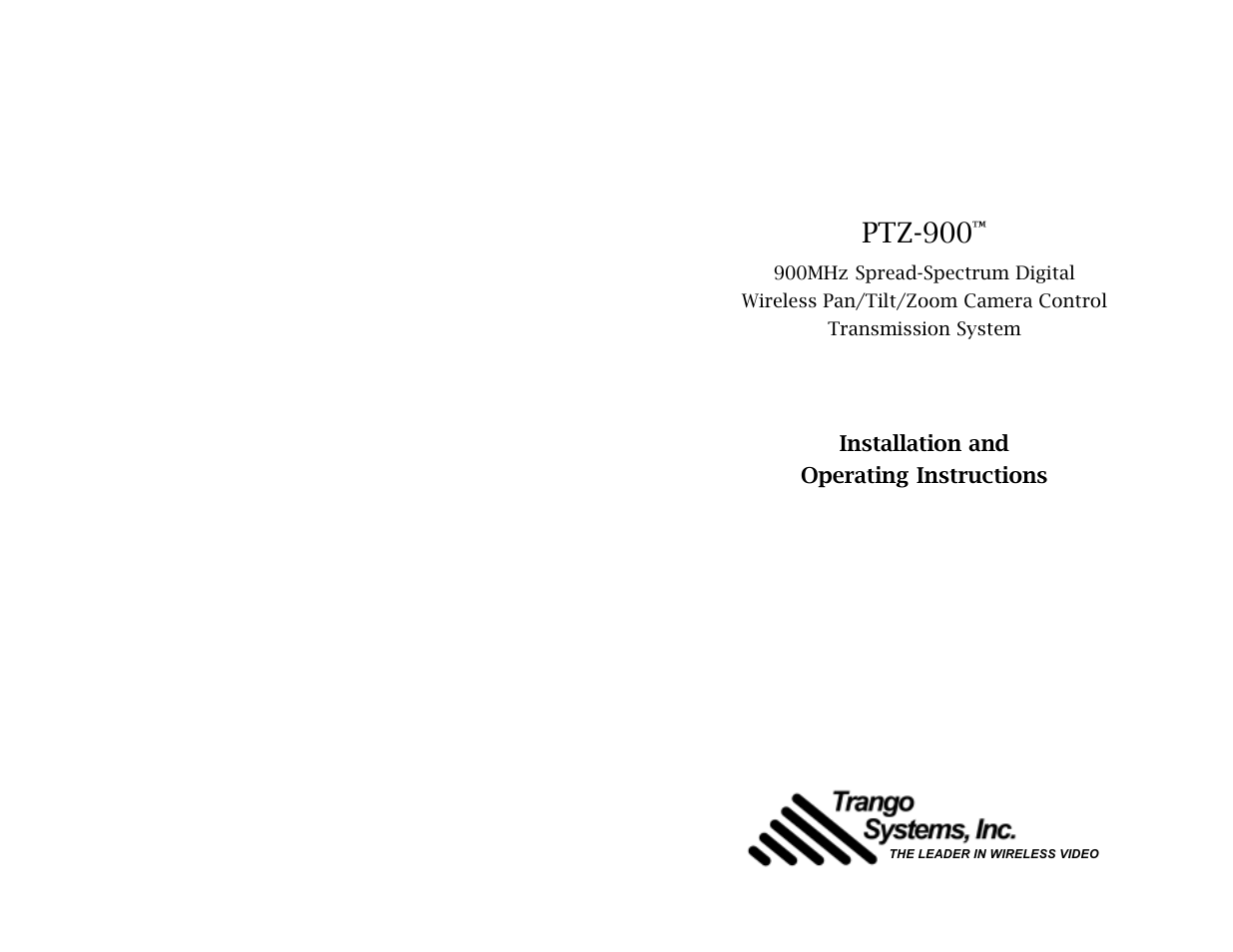 Trango Broadband PTZ-900 User Manual | 9 pages