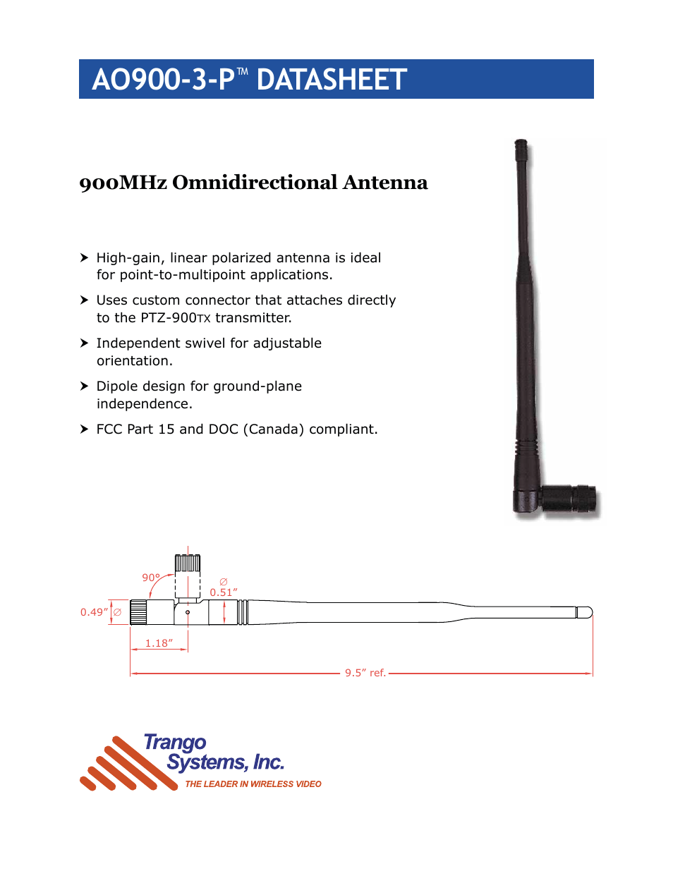Trango Broadband AO900-3-P User Manual | 2 pages