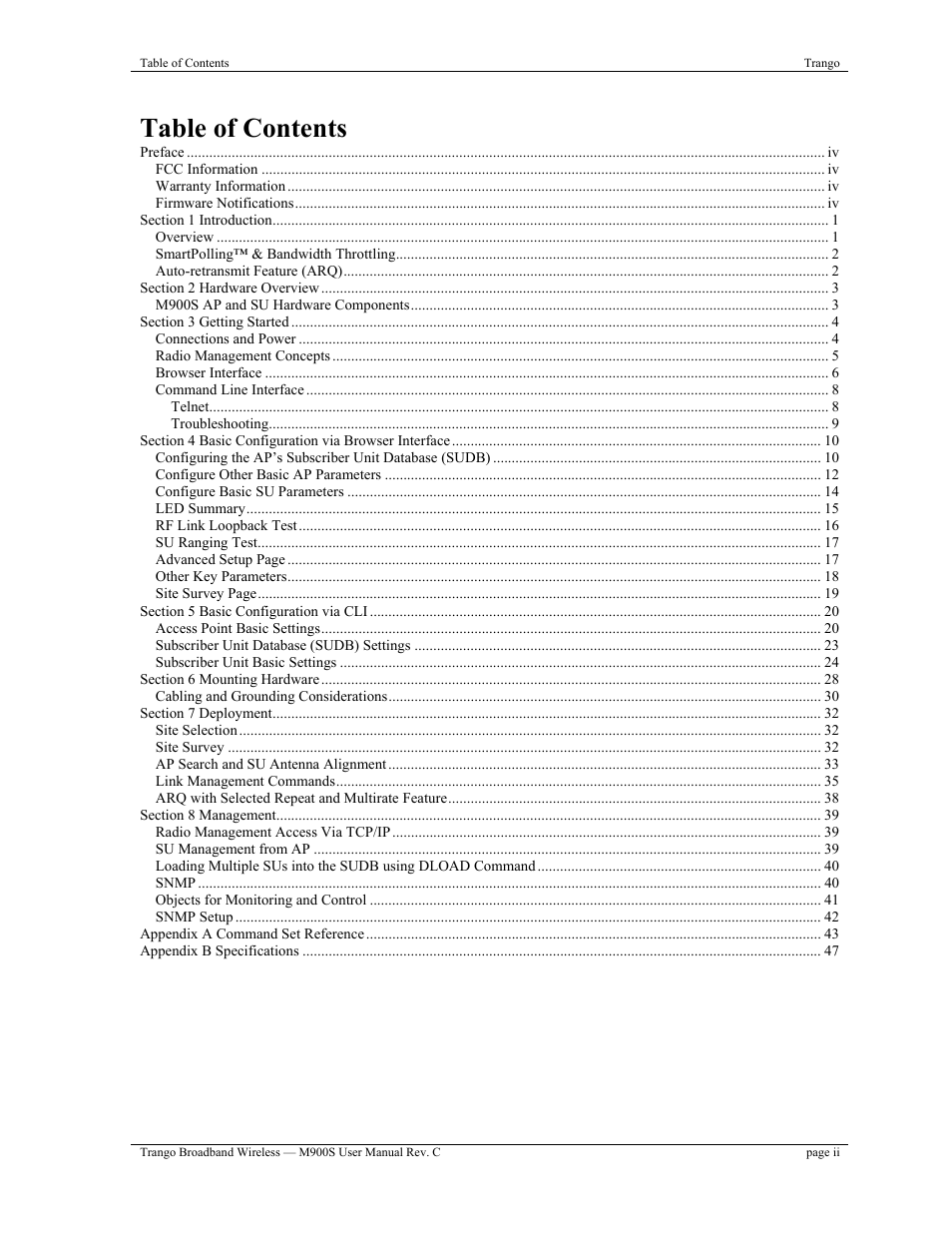 Trango Broadband M900S User Manual | Page 2 / 53