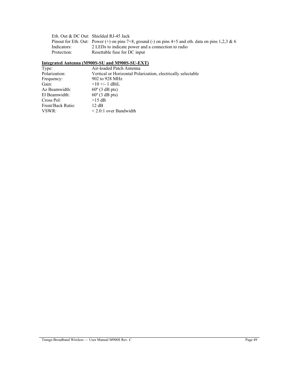 Trango Broadband M900S User Manual | Page 53 / 53