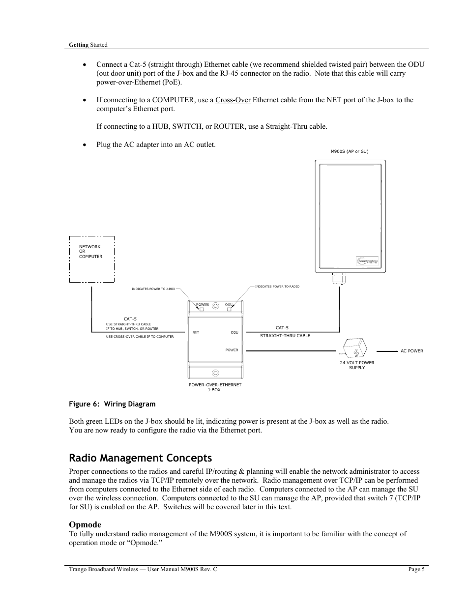 Radio management concepts, Opmode | Trango Broadband M900S User Manual | Page 9 / 53