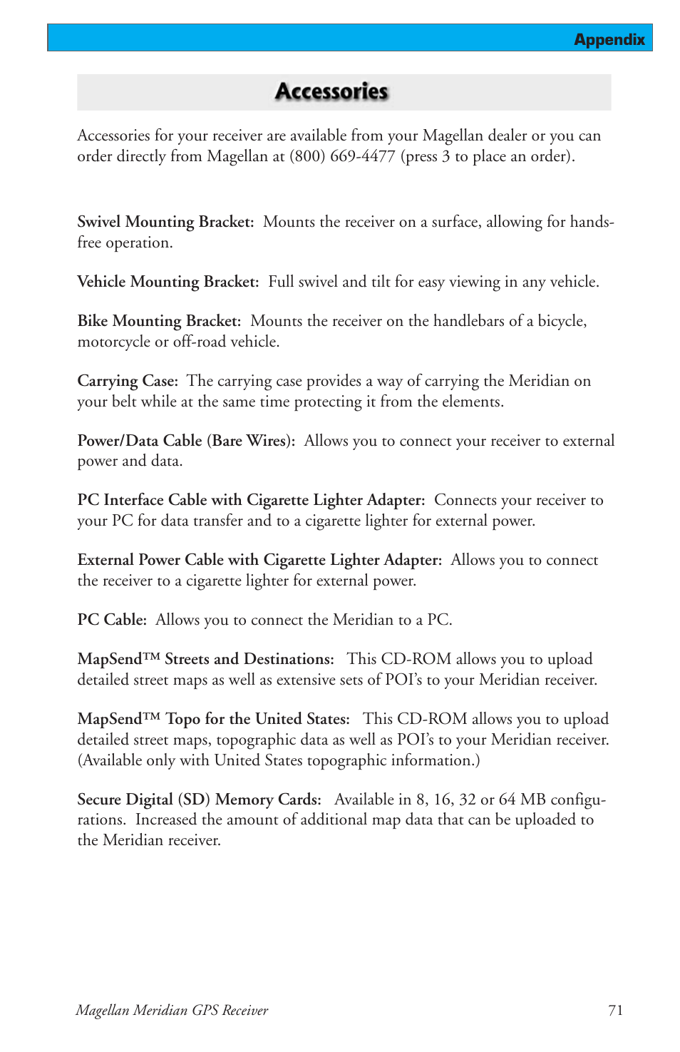 Thales Navigation Meridian Series User Manual | Page 81 / 89