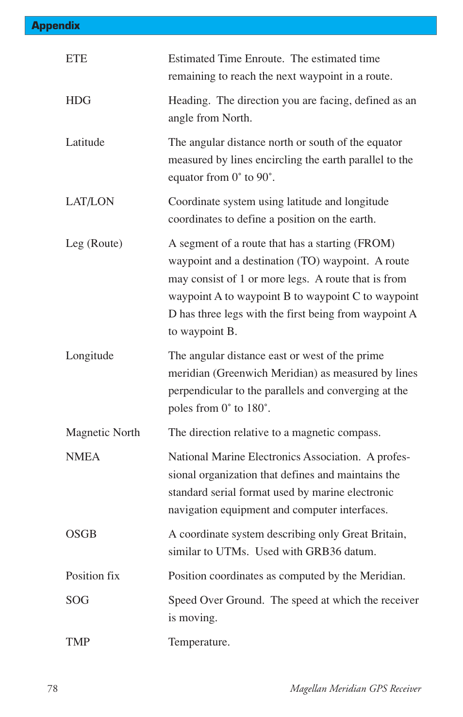 Thales Navigation Meridian Series User Manual | Page 88 / 89