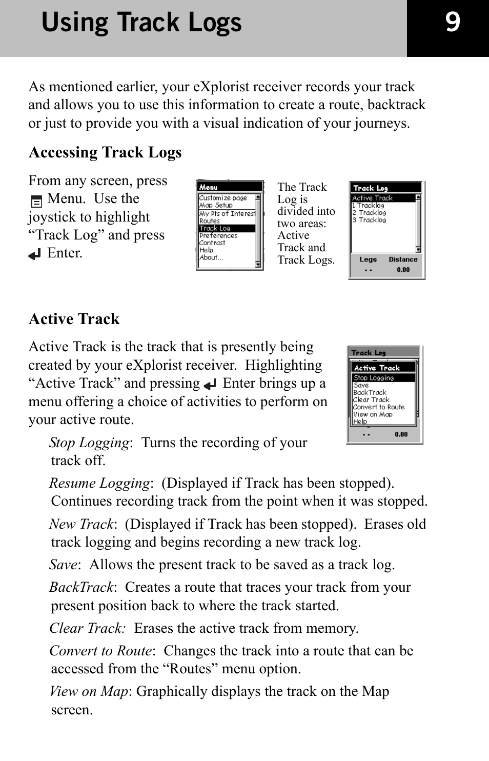 Using track logs | Thales Navigation CGRS User Manual | Page 11 / 20