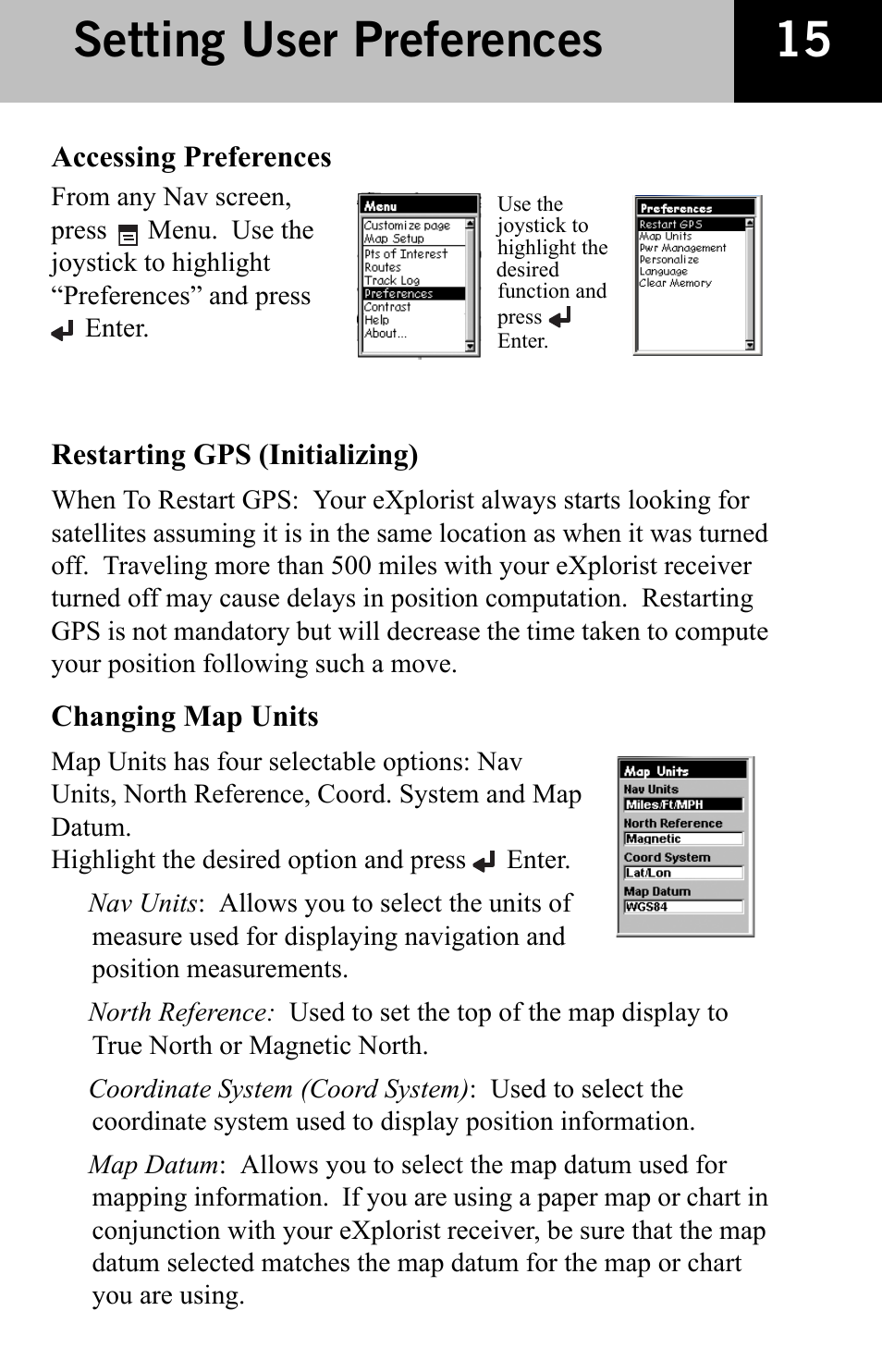 Setting user preferences | Thales Navigation CGRS User Manual | Page 17 / 20