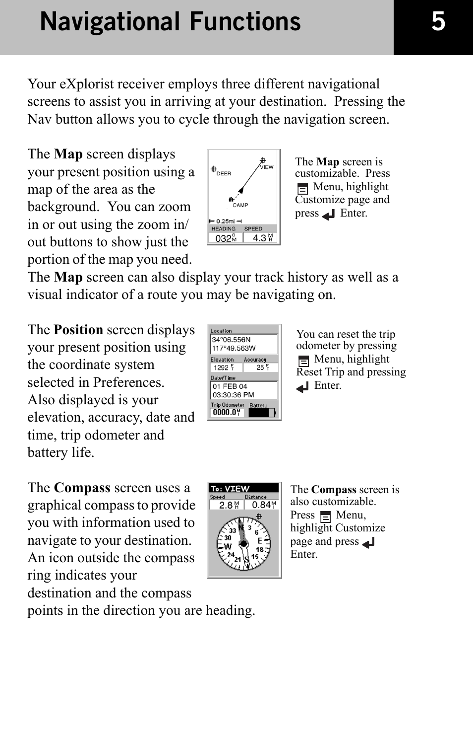 Navigational functions | Thales Navigation CGRS User Manual | Page 7 / 20