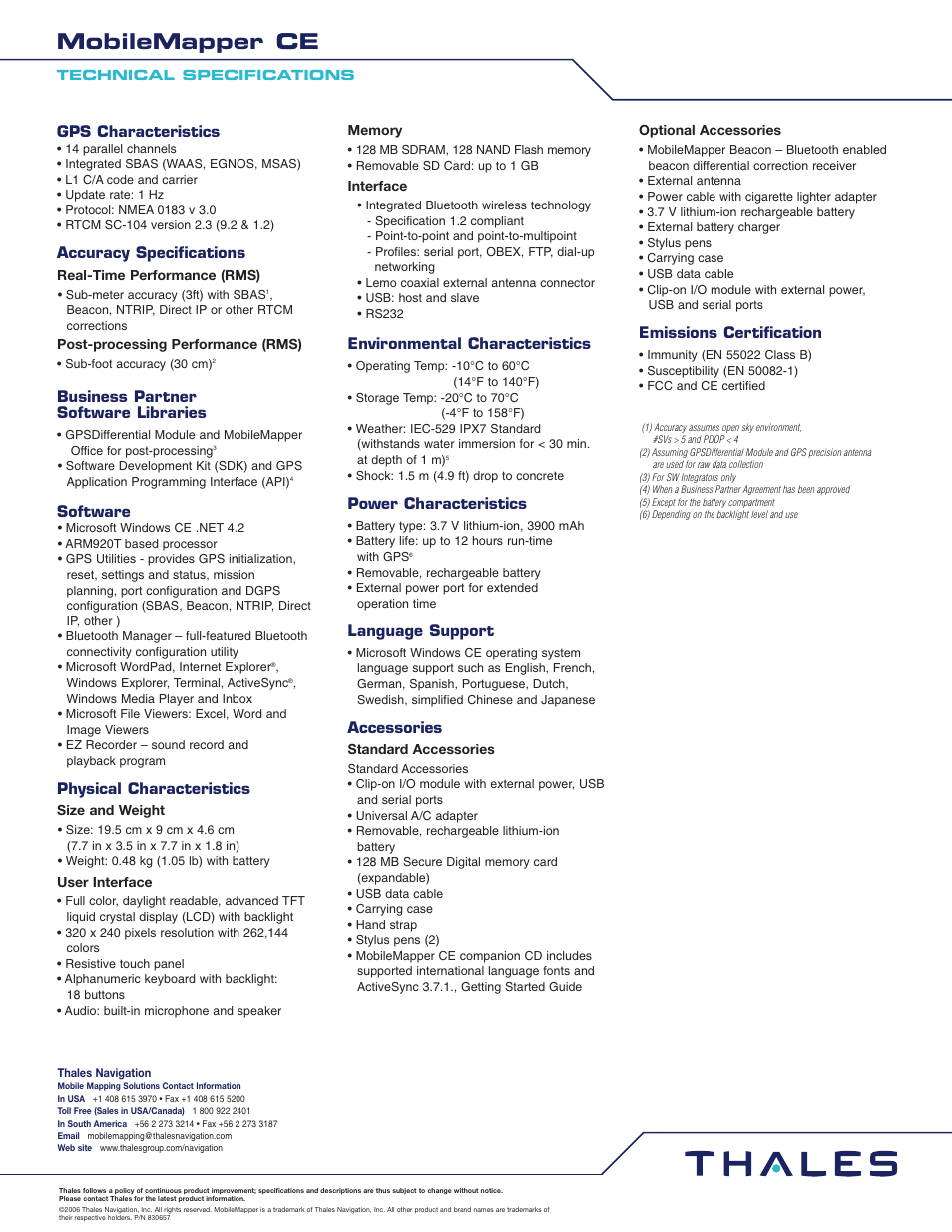 Mobilemapper ce | Thales Navigation MobileMapperTM CE User Manual | Page 4 / 6