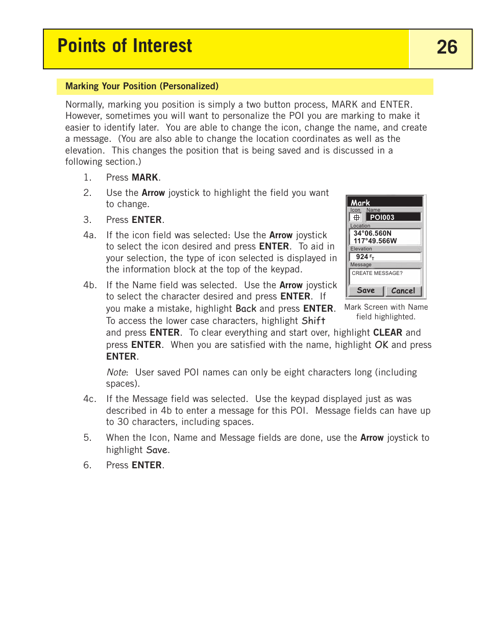 Marking your position (personalized), Points of interest 26 | Thales Navigation 200 User Manual | Page 31 / 82